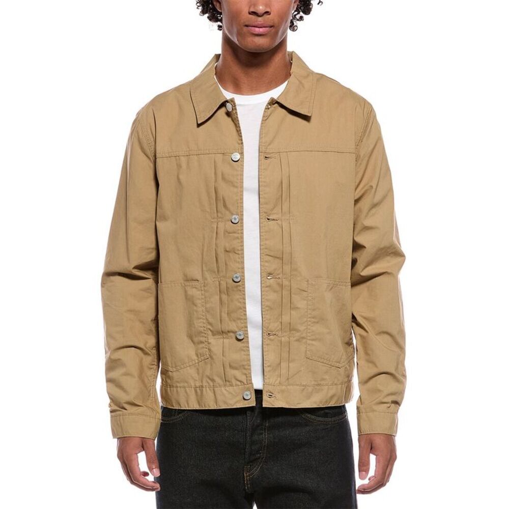 Officine Générale Mens Leo Poplin Shirt, Tan